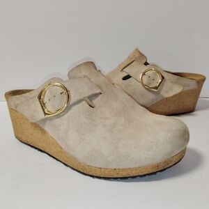 Birkenstock Papillio Women's Fanny Wedge Slip-On Suede Clogs Size 41/L10M8